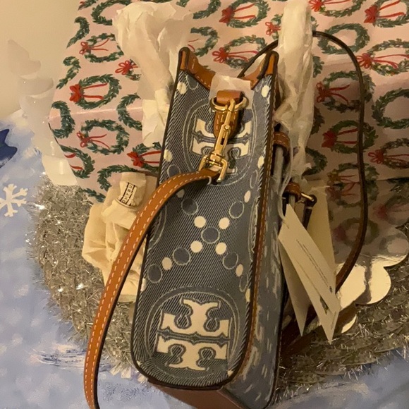 Tori Burch T Monogram Denim Mini Tote - Picture 15 of 16